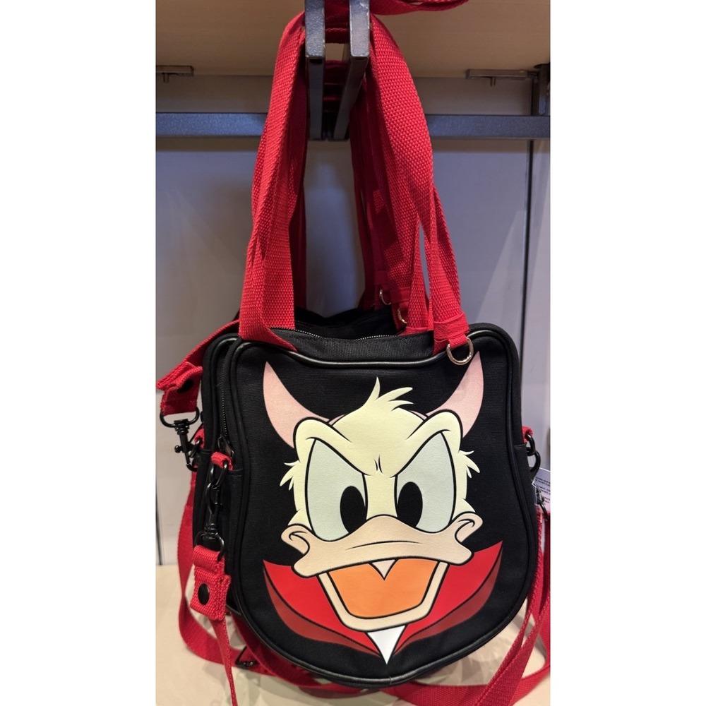 2026 Disney Parks Halloween Donald Duck Devil Black Mini Canvas Tote Bag New